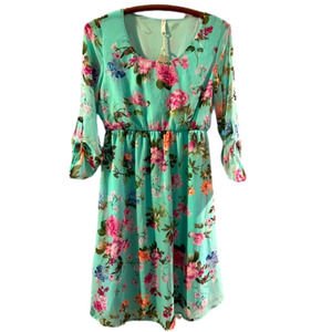 𝅺p i n k . b l u s h • mint green floral maternity  dress NWT